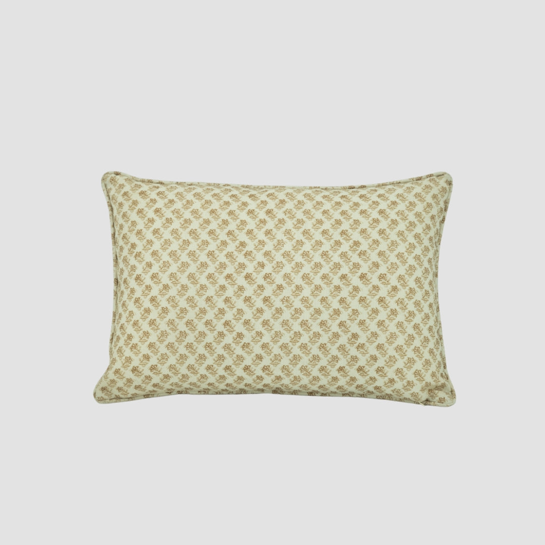 Camellia Block Print Pillow in Cream