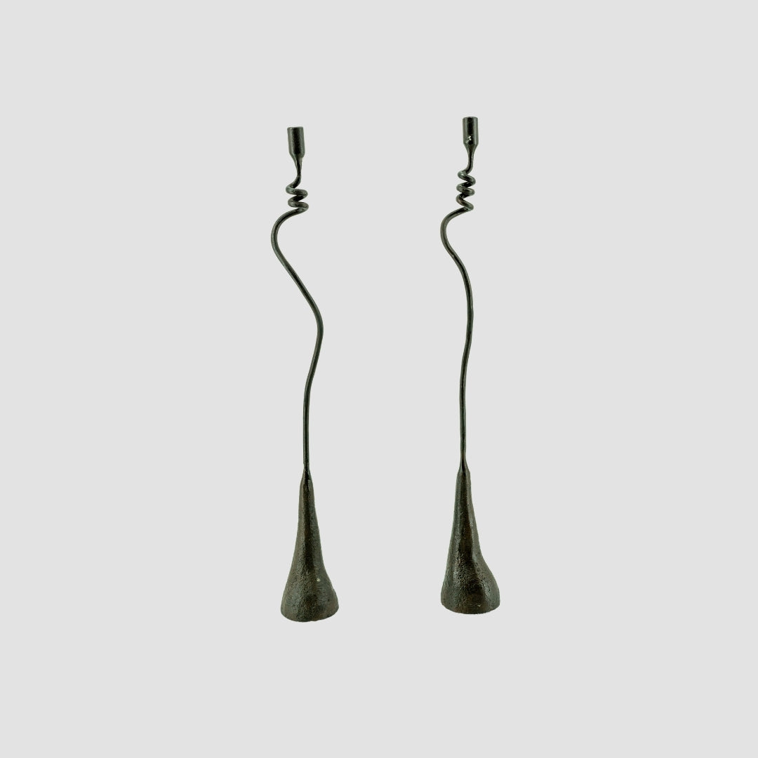 Pair of Wrought Iron Twist Taper Holders
