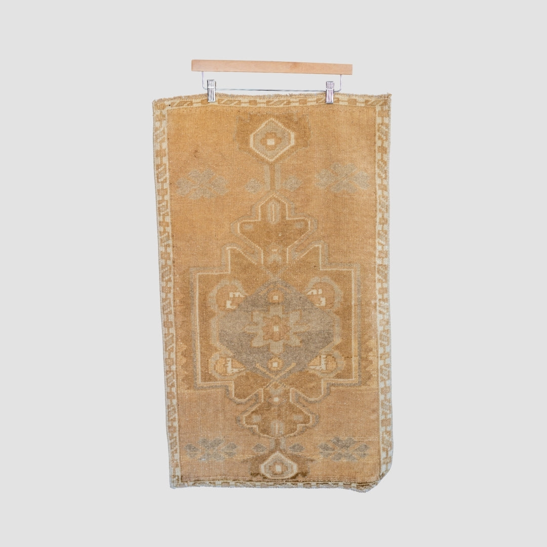 Ochre + Taupe Turkish Runner with Geometric Medallion