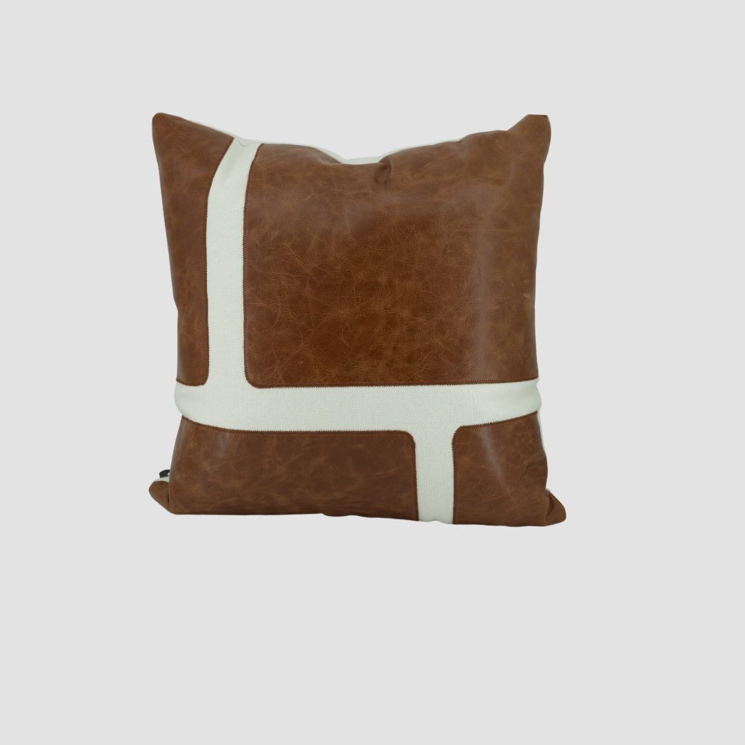 Sutton Leather Grid Pillow