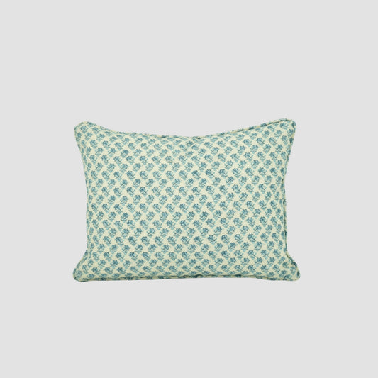 Camellia Block Print Pillow in Blue
