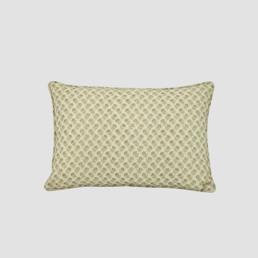 Camellia Block Print Pillow in Cream
