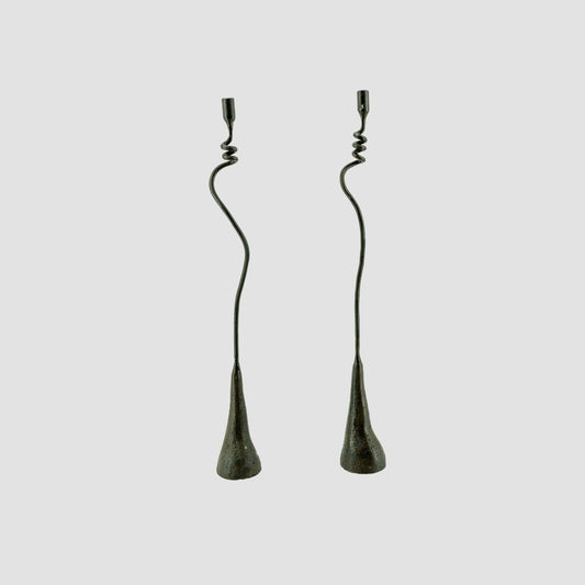Pair of Wrought Iron Twist Taper Holders