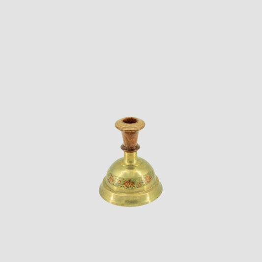 Brass & Wood Inlay Candlestick