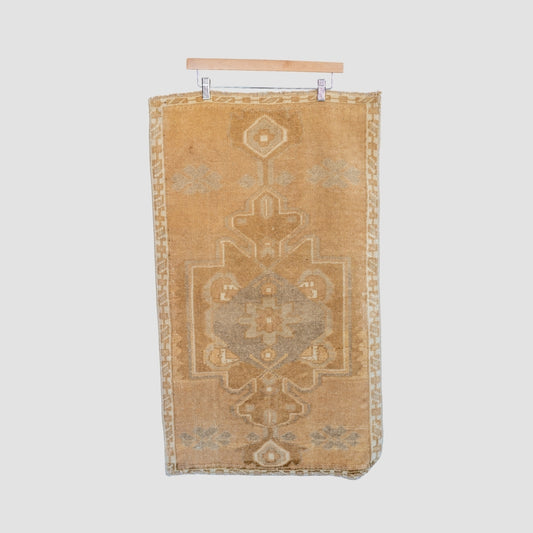 Ochre + Taupe Turkish Runner with Geometric Medallion