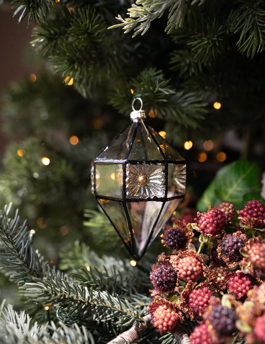 Vintage Stained Glass Diamond Ornament