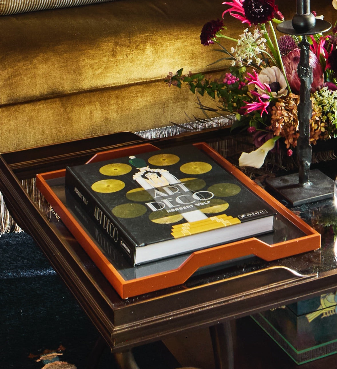 Orange and Navy Lacquer Tray